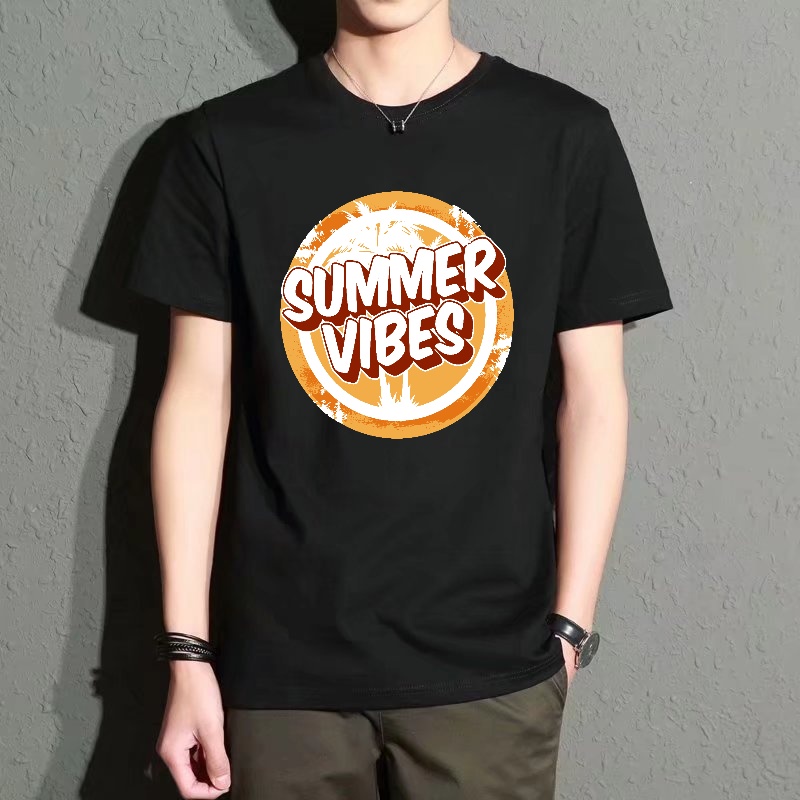 Street Fashion Vibes - Men's Black Round-Neck Short-Sleeved T-Shirt Summer