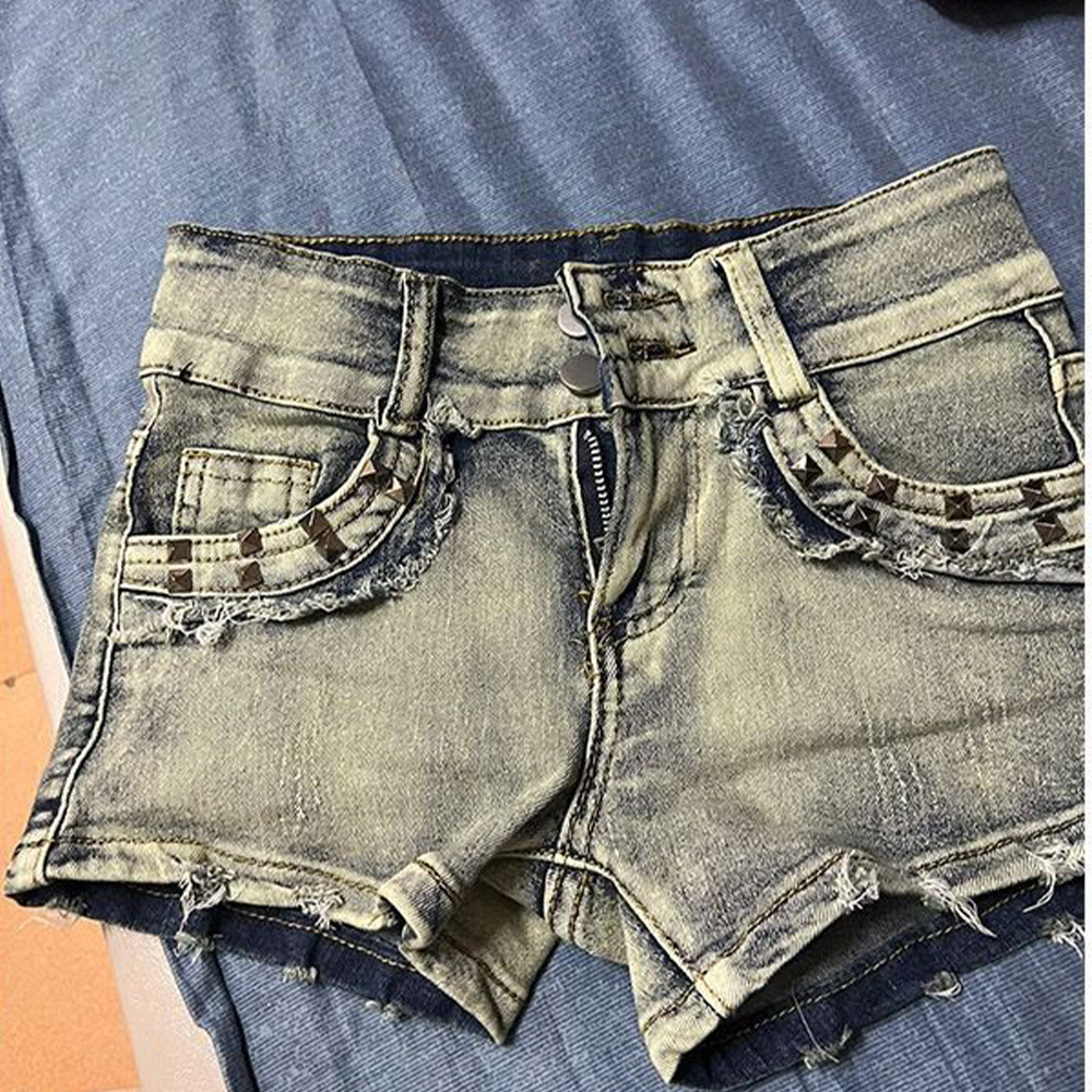 Street Fashion American - Retroy2K American Rivet Shorts Women's Fashion