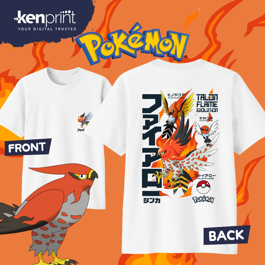 Street Fashion Evolution - Anime Pokémon Fletchling Evolution Cotton T-shirt