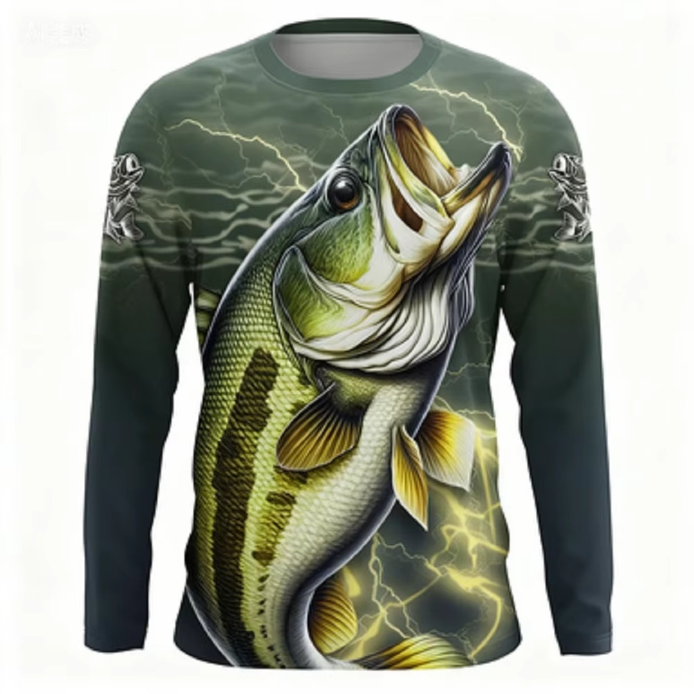 Fashion Streetwear - Fashionable Bass Pattern Crew Neck Long