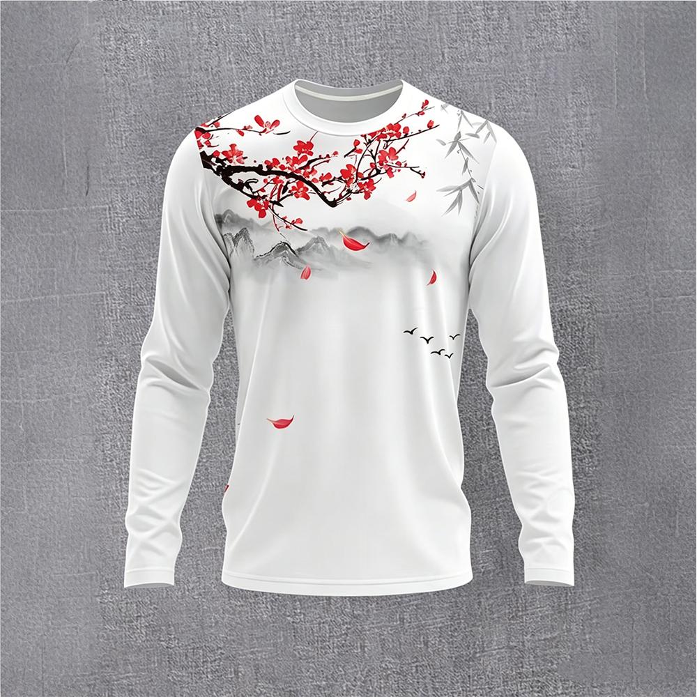 Fashion Streetwear - Chinese Style Ink Plum Blossom Long