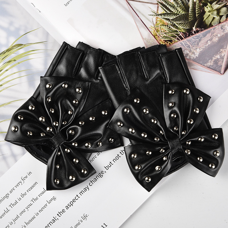 Women Bow Rivet Gloves Fingerl – обзор и цена Street Fashion Gloves
