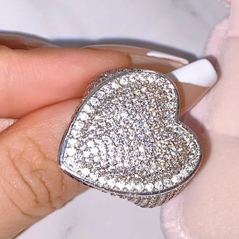 925 Silver Plated Big Heart Fu – обзор и цена Street Fashion Rings