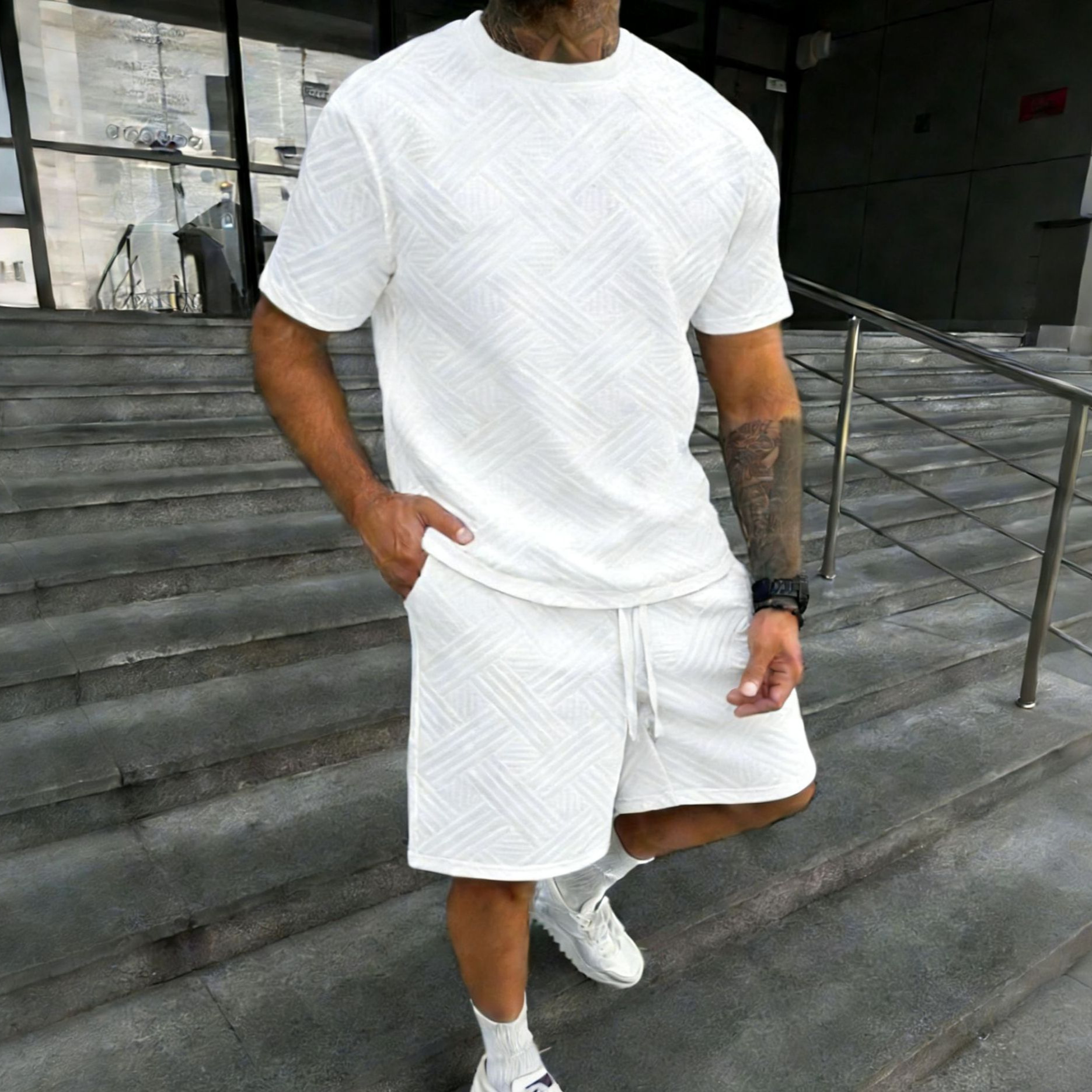 New men's summer jacquard shor – обзор и цена Street Fashion Tshirt
