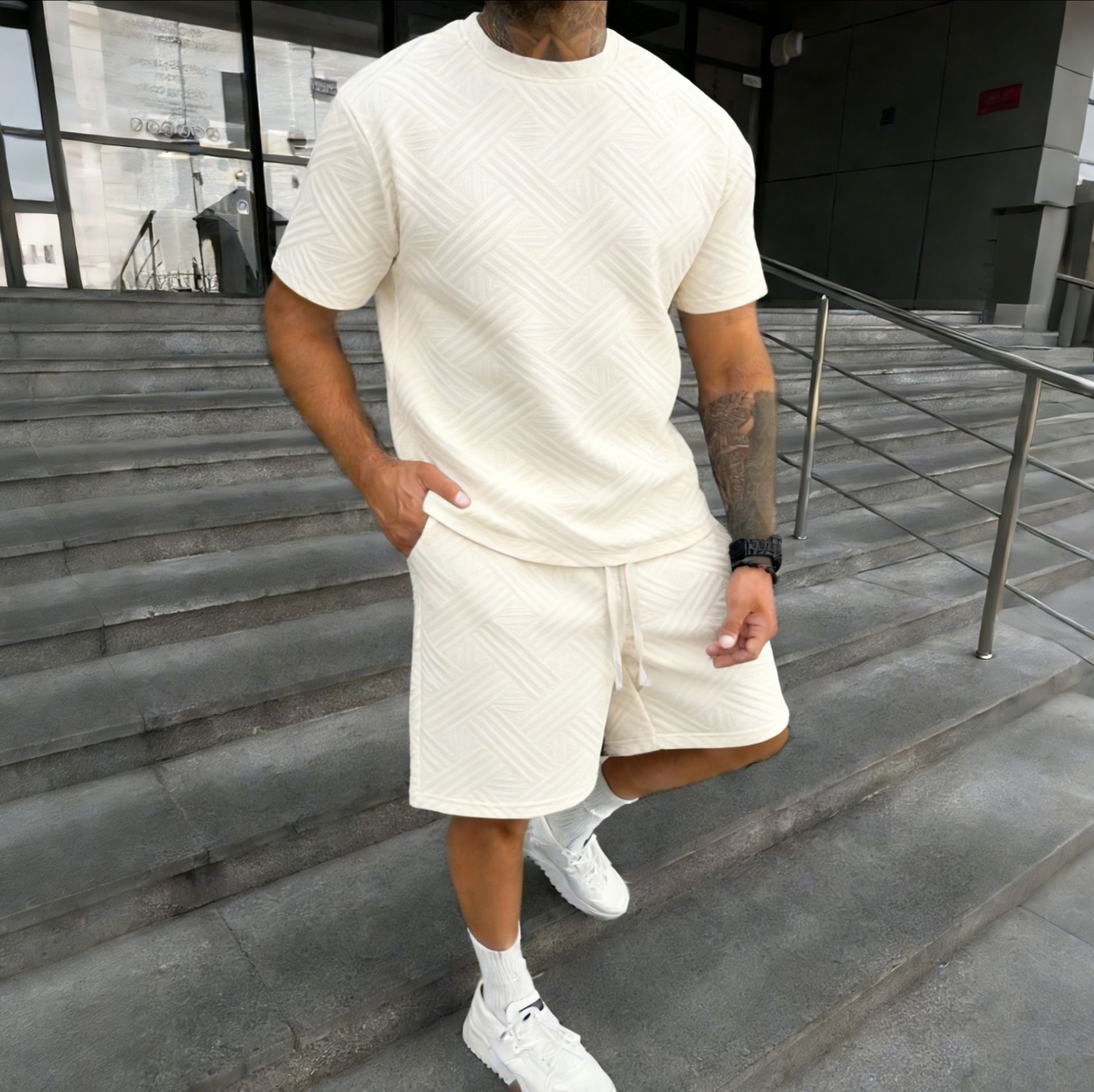 New men's summer jacquard shor – обзор и цена Street Fashion Tshirt