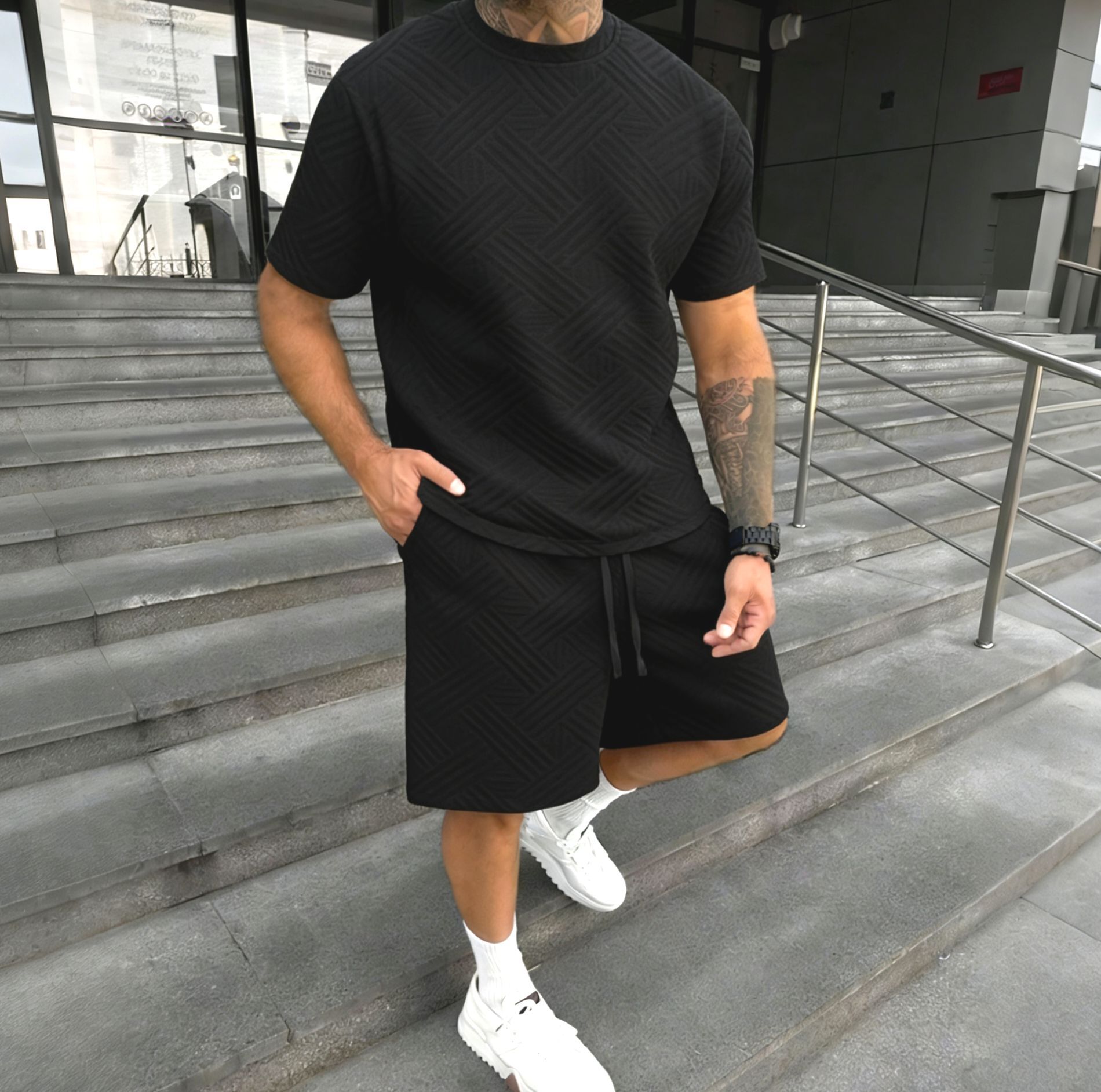 New men's summer jacquard shor – обзор и цена Street Fashion Tshirt