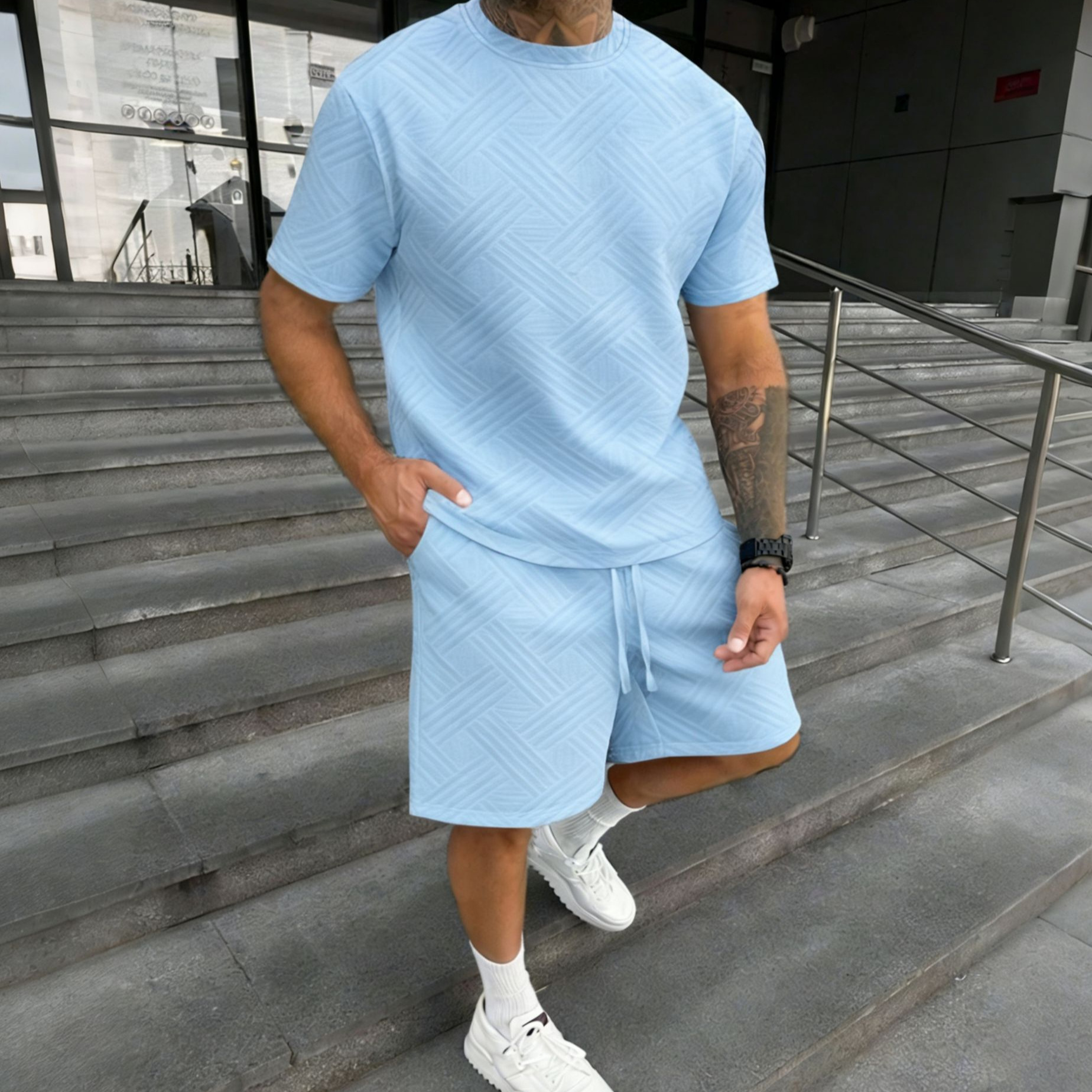 New men's summer jacquard shor – обзор и цена Street Fashion Tshirt