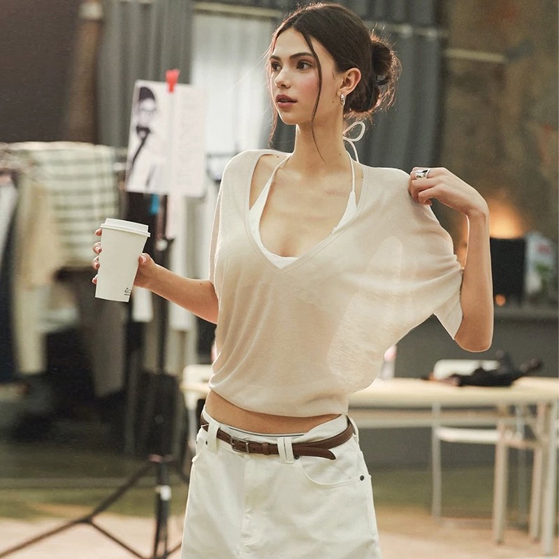 Pink Blouse Loose Fit V Neck S – обзор и цена Fashion Streetwear