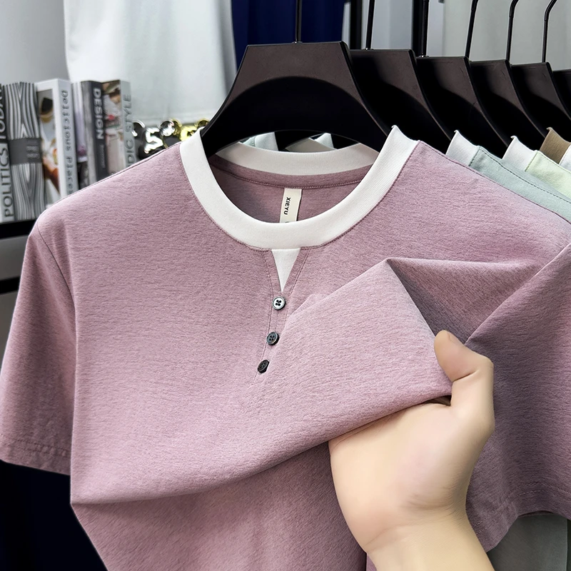 Mens Short Sleeve Henley Neck  – обзор и цена Street Fashion Tshirt