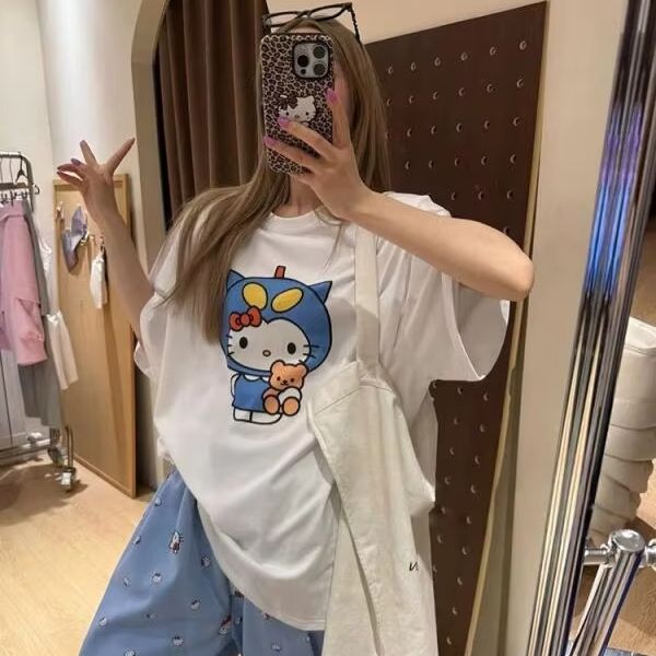 Short Sleeved Hello Kitty Prin – обзор и цена Street Fashion Tshirt
