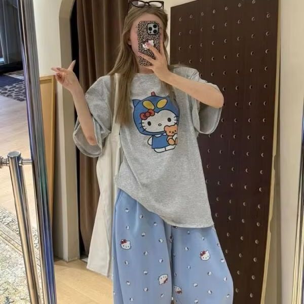 Short Sleeved Hello Kitty Prin – обзор и цена Street Fashion Tshirt