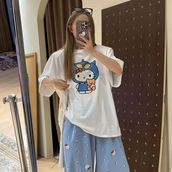 Short Sleeved Hello Kitty Prin – обзор и цена Street Fashion Tshirt